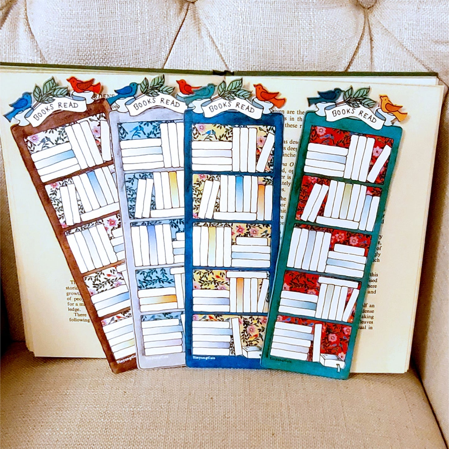 Bookmark Reading Tracker, Bookmark, Bookshelf Tracker - #BK Colour Set x4
