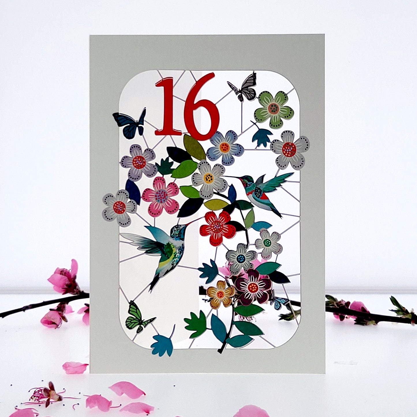 Age 16 Birthday Card, 16th Birthday Card, Humming Bird Card - GF016
