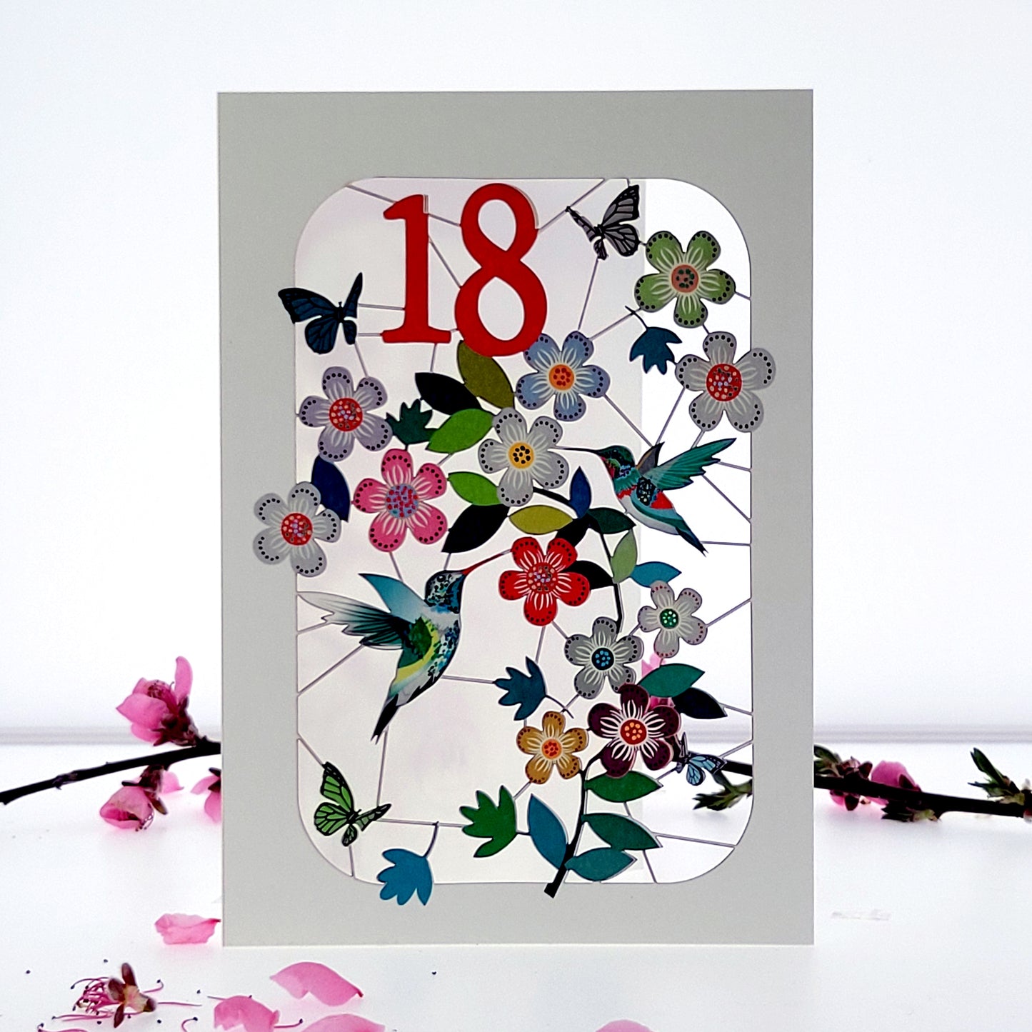 Age 18 Birthday Card, 18th Birthday Card, Humming Bird Card - GF018