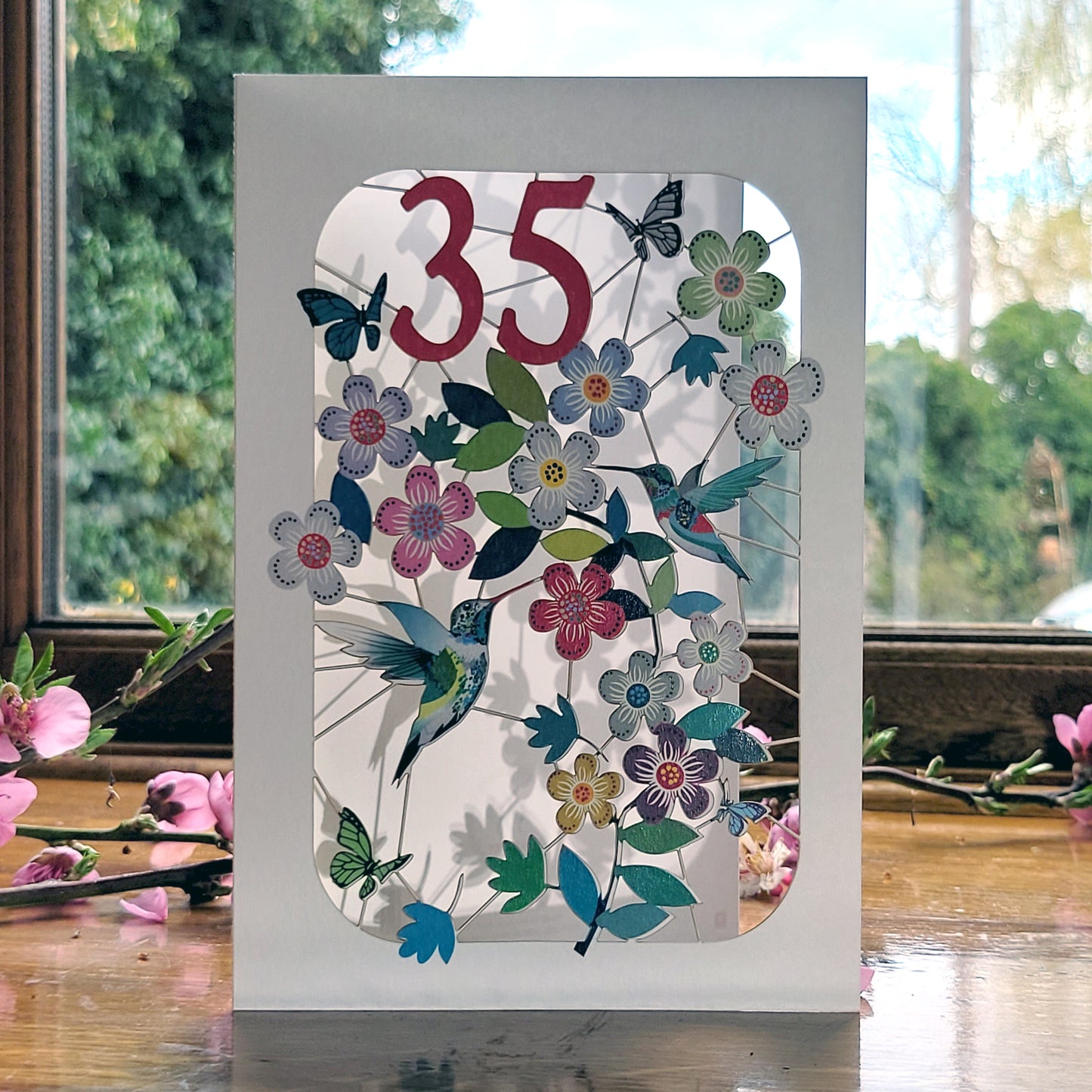 Age 35 Birthday Card, 35th Birthday Card, Humming Bird Card - GF035
