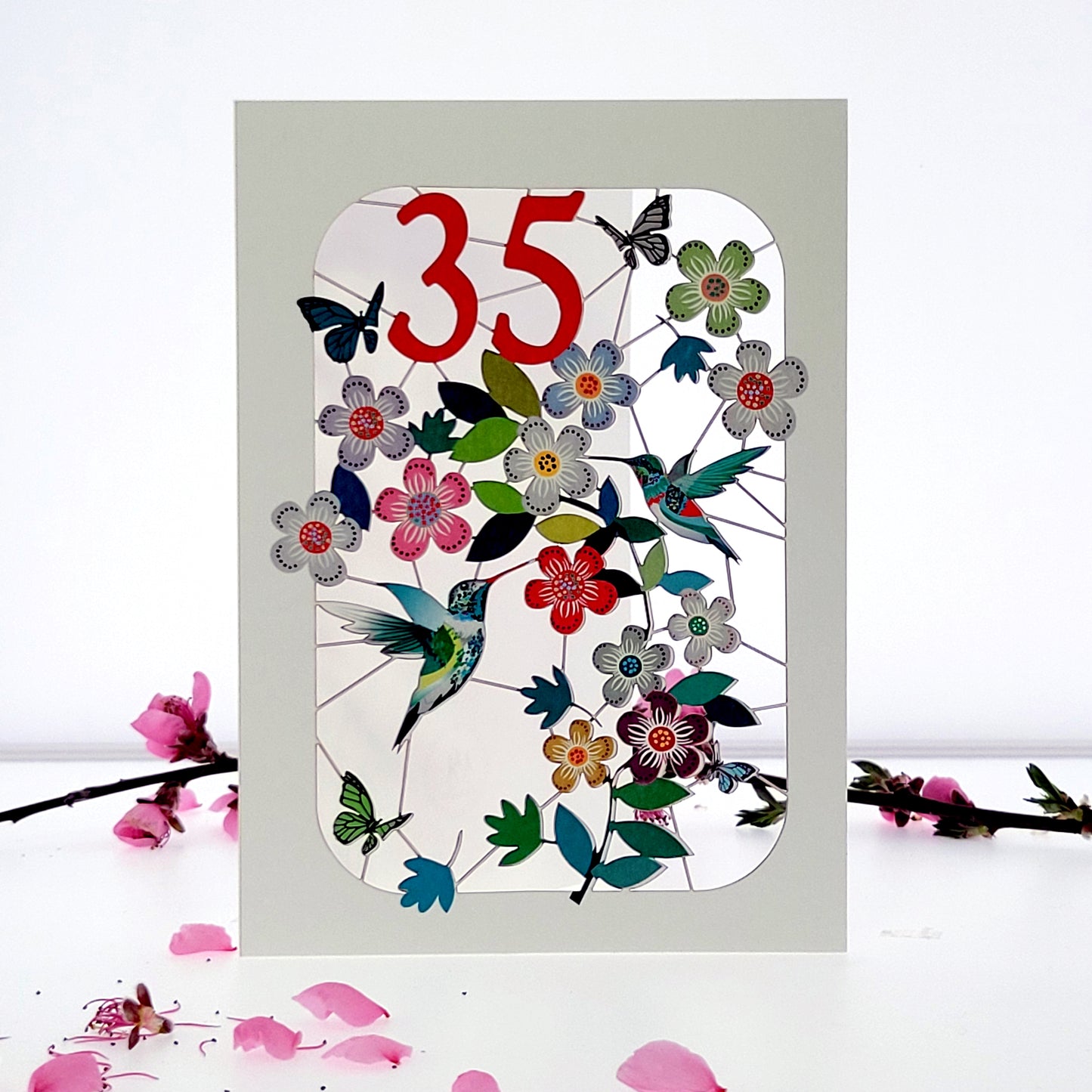 Age 35 Birthday Card, 35th Birthday Card, Humming Bird Card - GF035