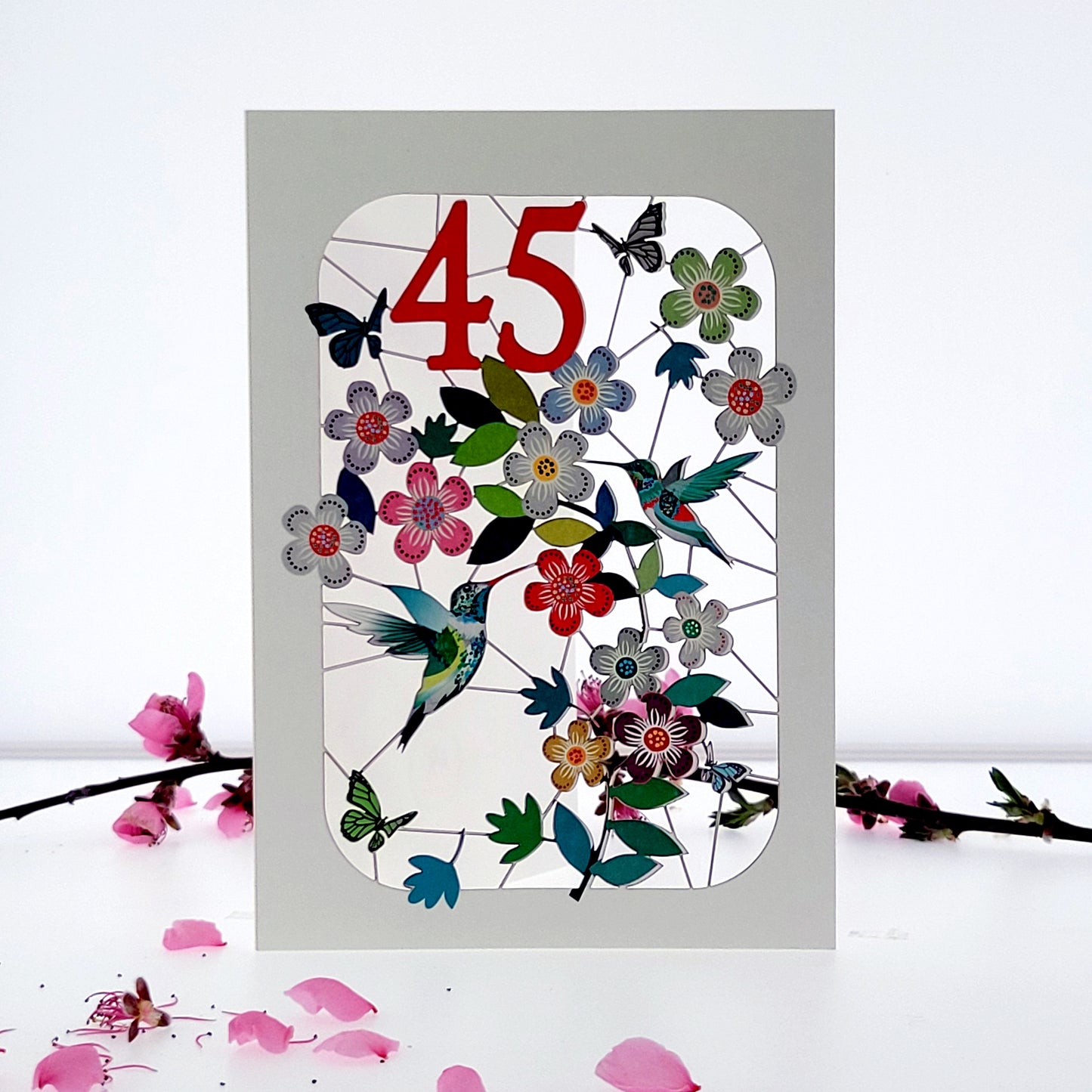 Age 45 Birthday Card, 45th Birthday Card, Humming Bird Card - GF045