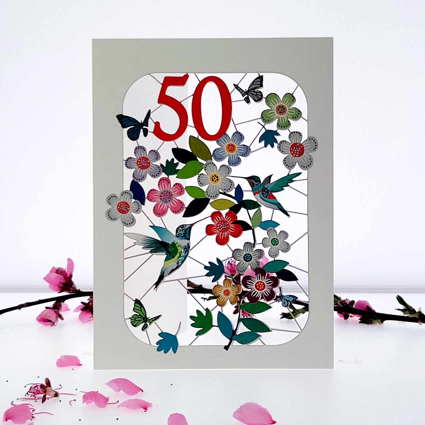 Age 50 Birthday Card, 50th Birthday Card, Humming Bird Card - GF050