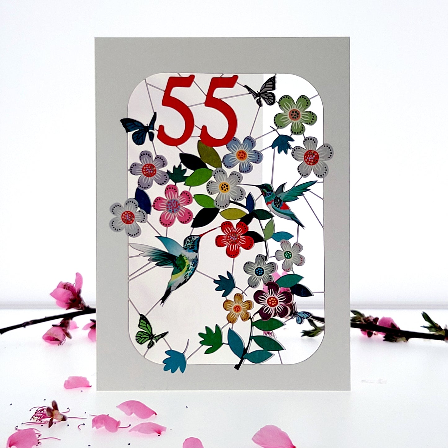 Age 55 Birthday Card, 55th Birthday Card, Humming Bird Card - GF055