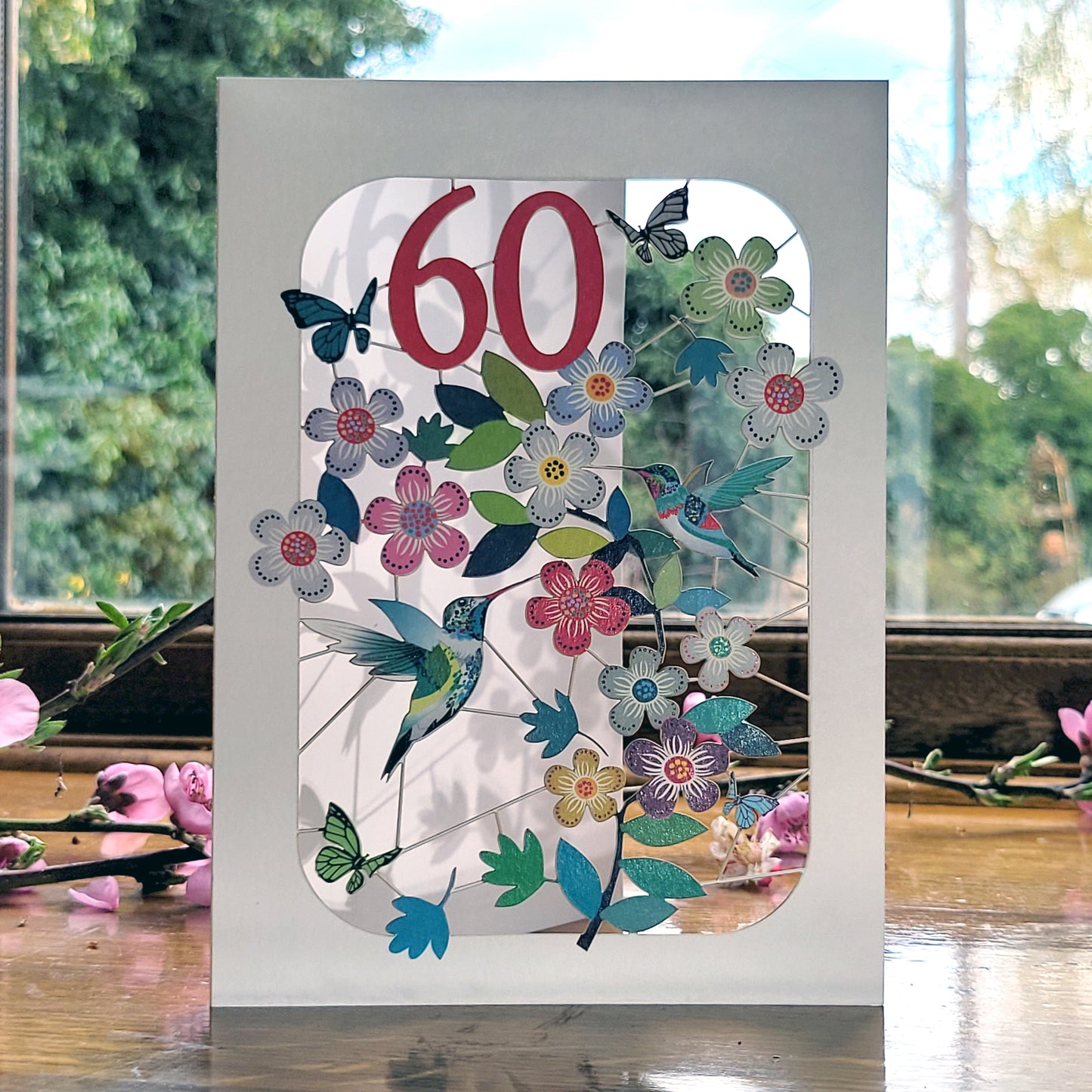 Age 60 Birthday Card, 60th Birthday Card, Humming Bird Card - GF060