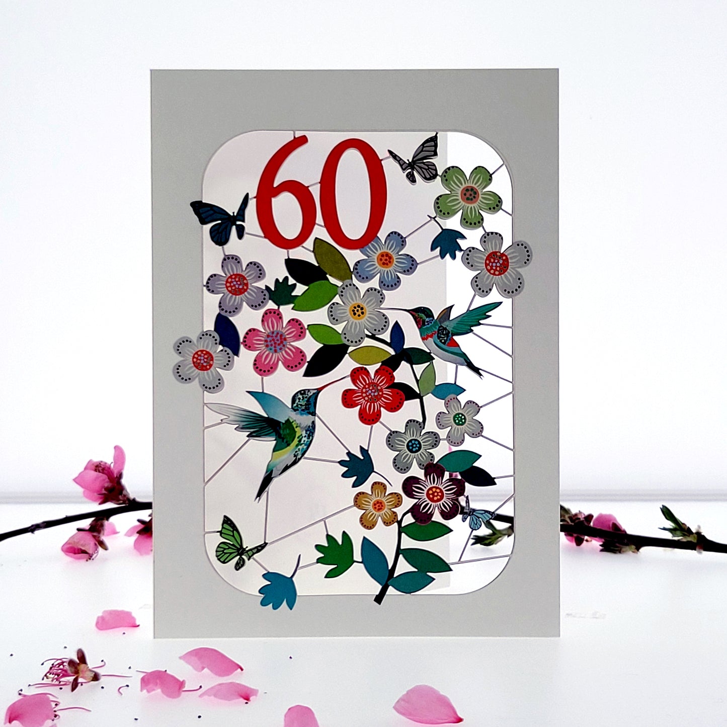 Age 60 Birthday Card, 60th Birthday Card, Humming Bird Card - GF060