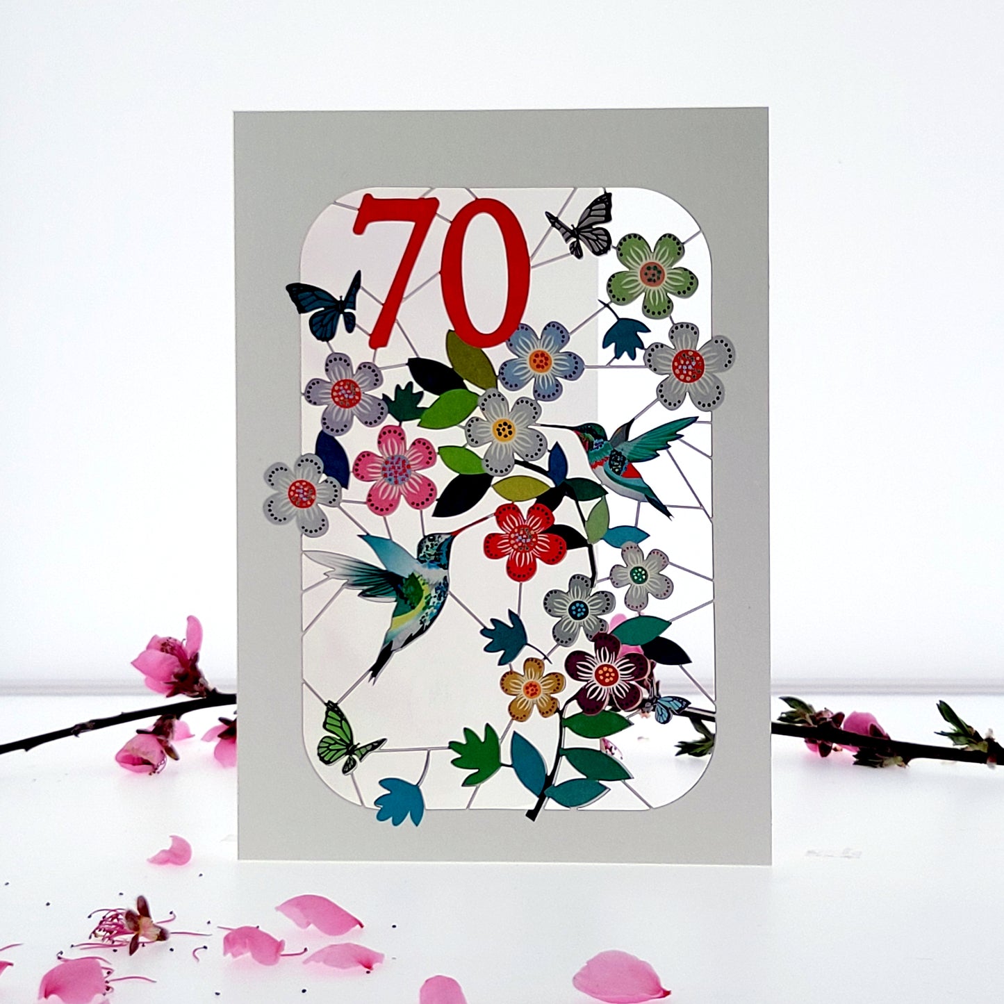 Age 70 Birthday Card, 70th Birthday Card, Humming Bird Card - GF070