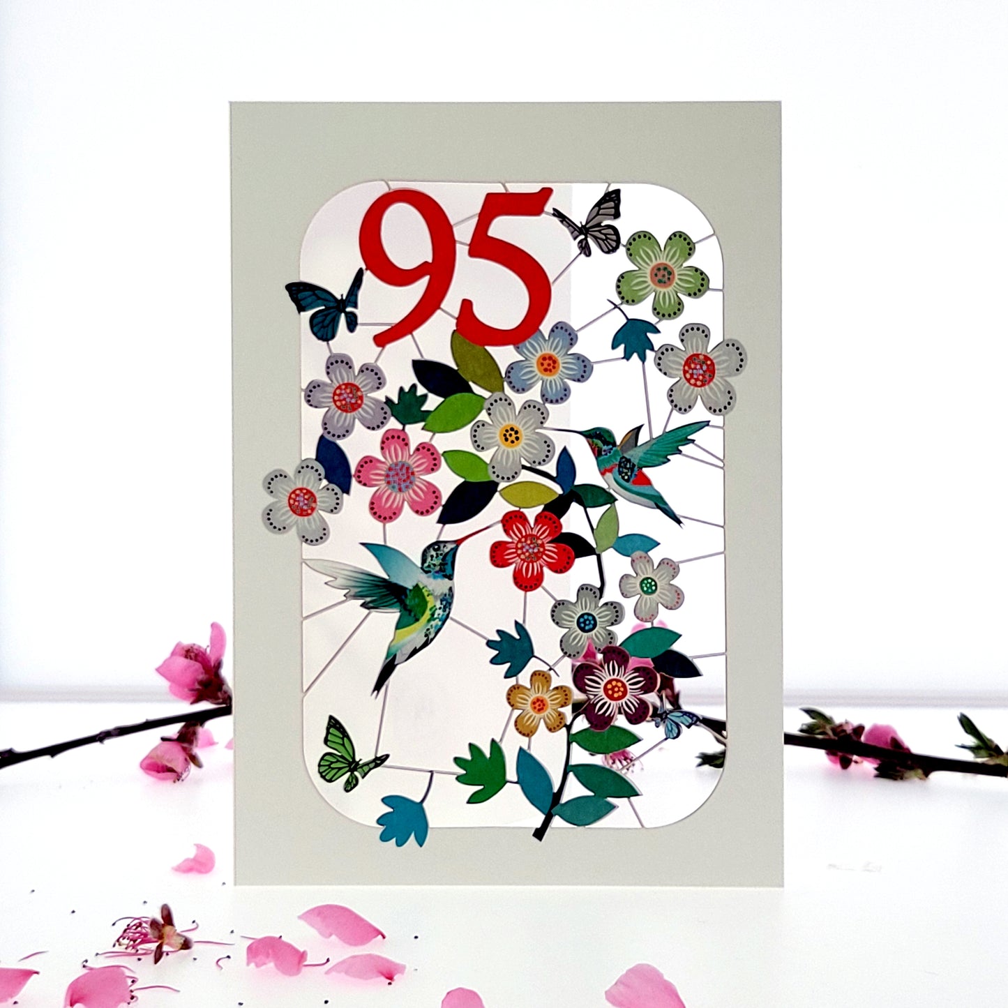 Age 95 Birthday Card, 95th Birthday Card, Humming Bird Card - GF095