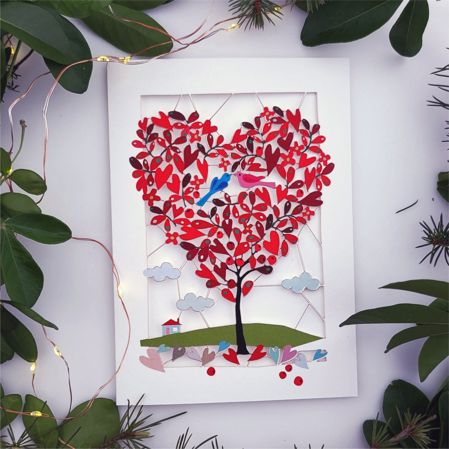 Heart Tree and Birds - Blank - Love/Valentines Card - PM133