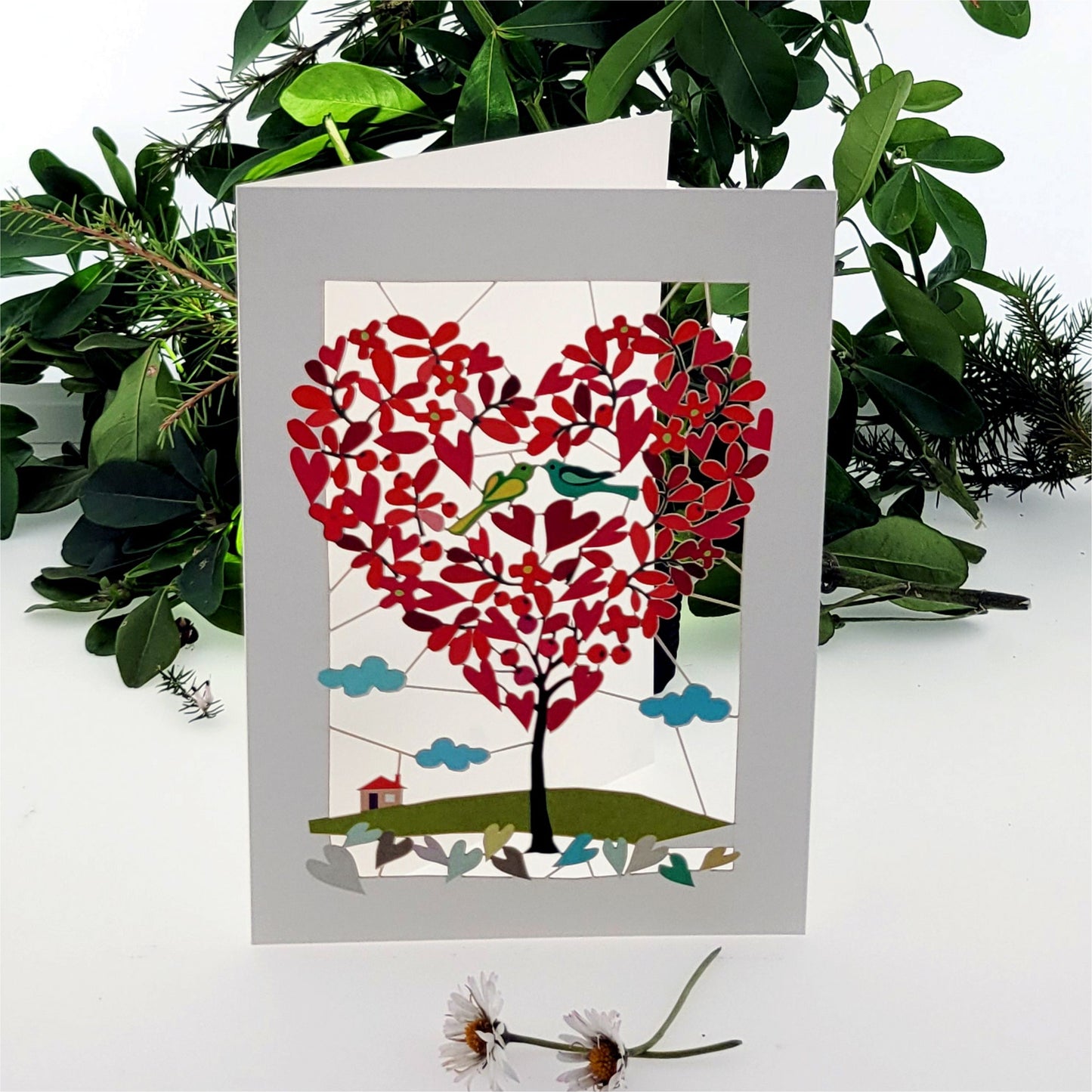 Heart Tree and Birds - Blank - Love/Valentines Card - PM133
