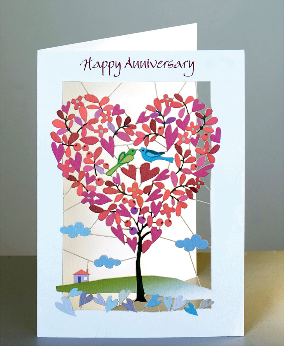 ''Happy Anniversary'' - Love Birds in Tree - Anniversary Card, #PM-134