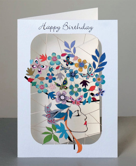 Flower Hat Lady - ''Happy Birthday'' - Birthday Card - PM218