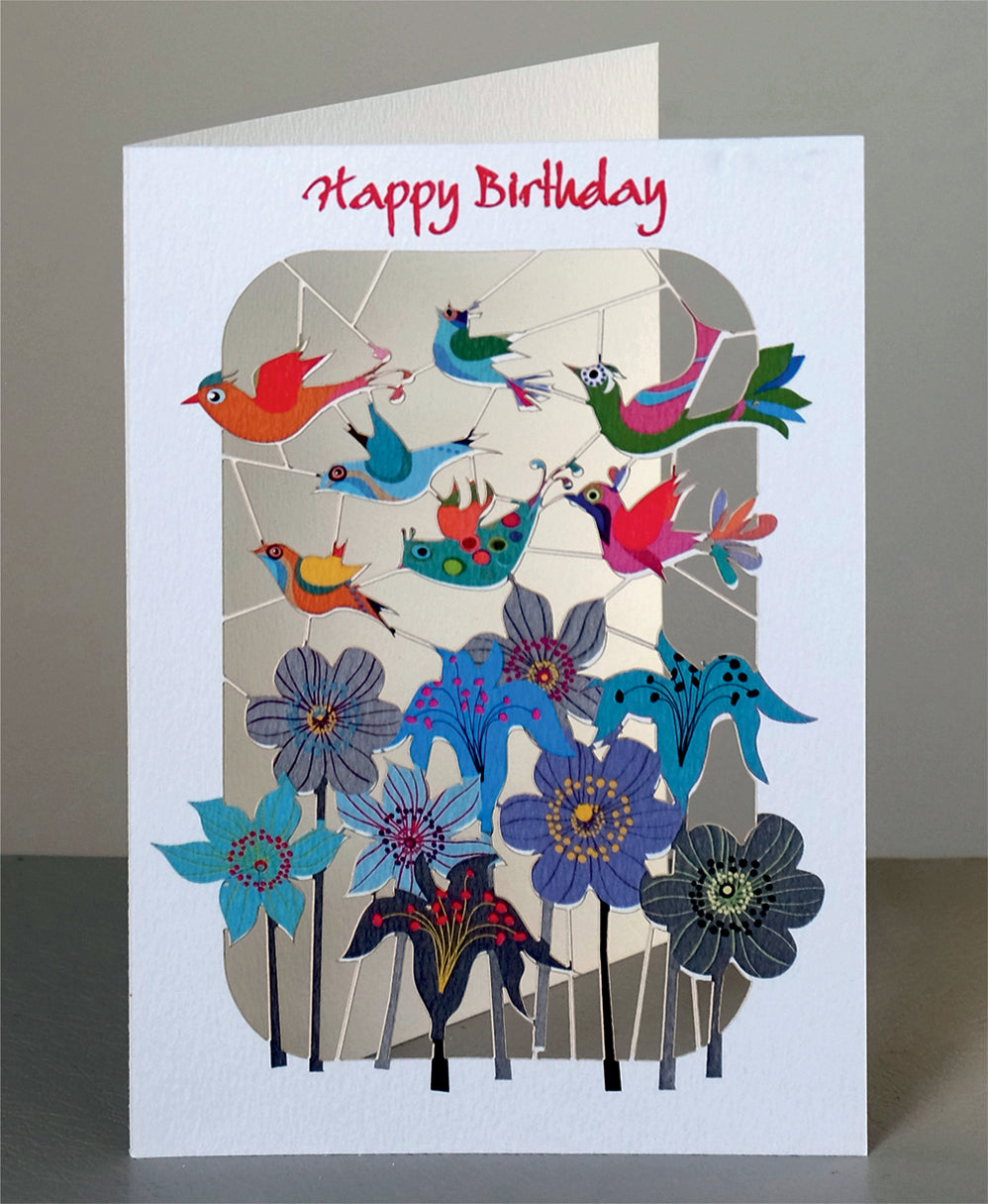 Birds & Flowers - ''Happy Birthday'' - Birthday Card - PM222