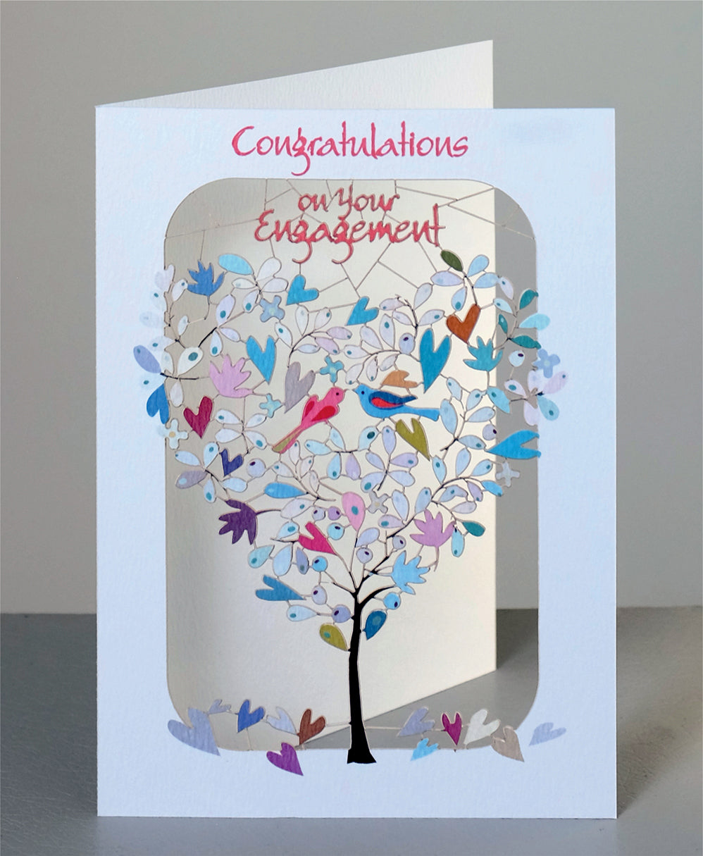 ''Congratulations On Your Engagement'' Love Birds In Tree - Engagement Card #PM237