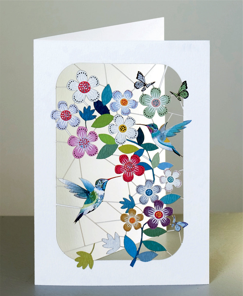 Flowers and Hummingbirds Greetings Card - Blank - Bird Card - PM263
