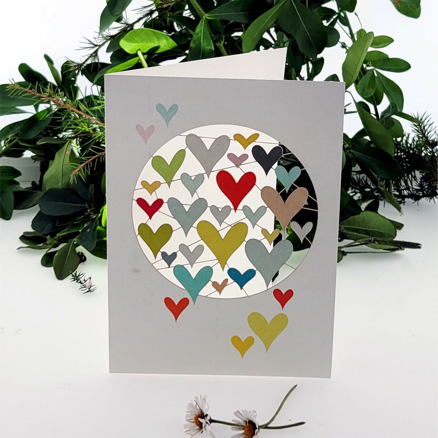 Multi Coloured Hearts - Blank - Love/Valentines Card - PM857