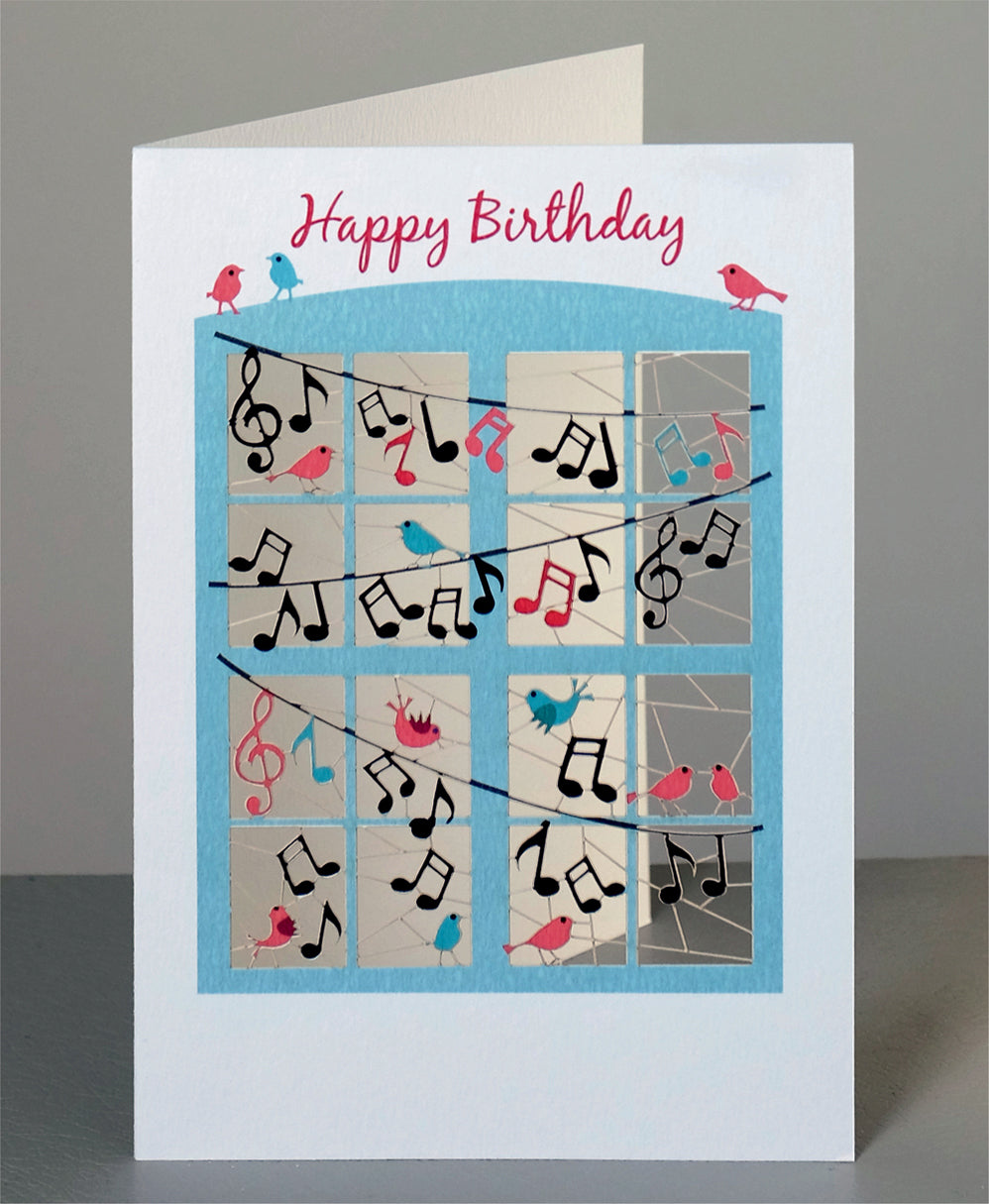 Music and Birds - ''Happy Birthday'' - Birthday Card - PM875