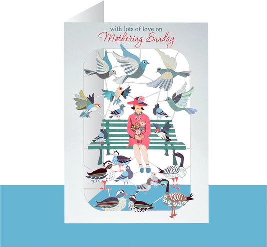 Lady & Birds - ''With Lots of Love on Mothering Sunday'' - Mother's Day Card - PMM 020