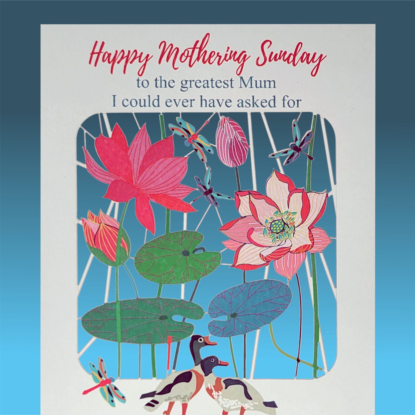Lilies & Ducks - ''Happy Mothering Sunday'' - Mother's Day Card - PMM 021