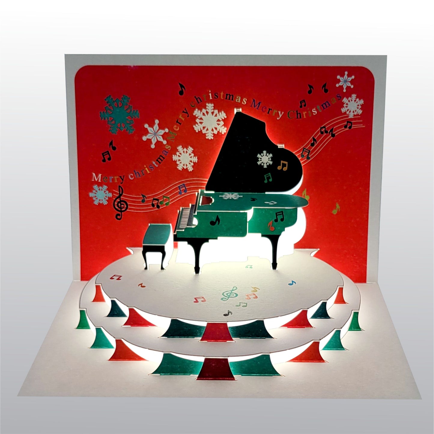 Pop Up ''Merry Christmas'' Piano Card - 3d Card, Pop Up Card - #POP-023-XMAS