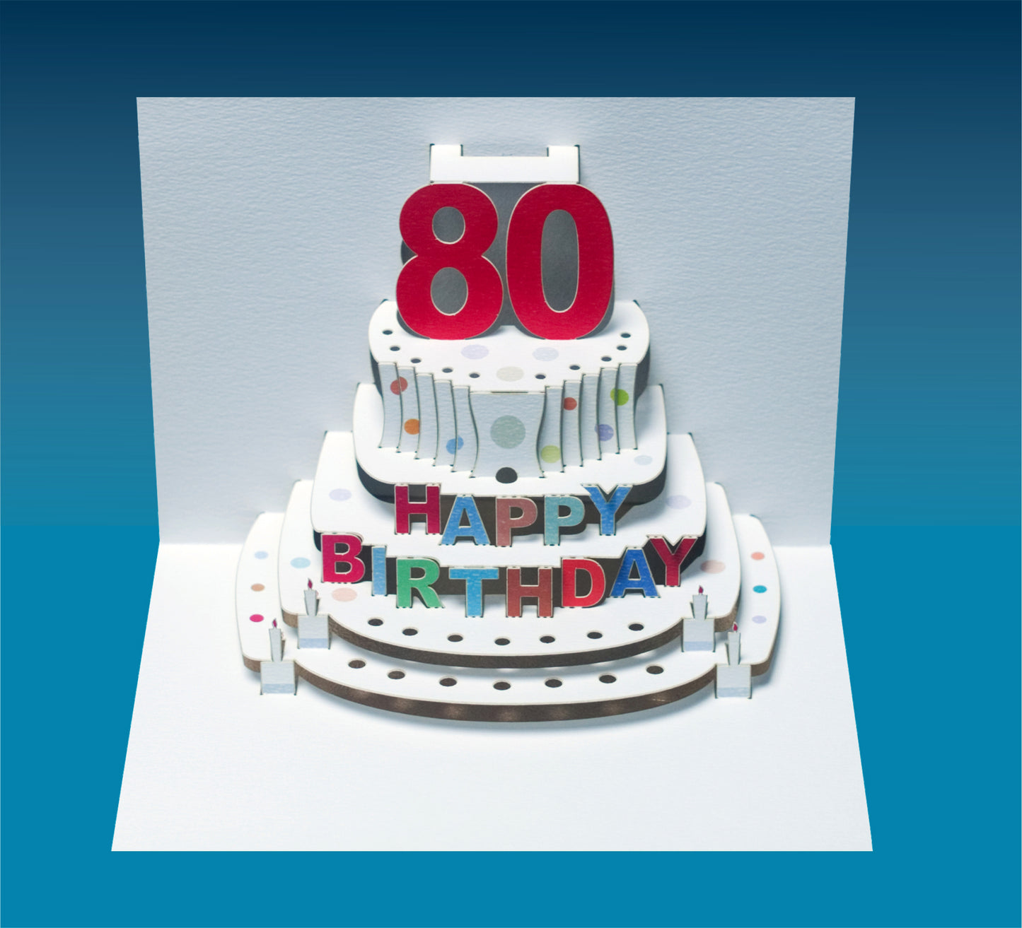 Age 80 Birthday Card, 80th Birthday Card, Cake Birthday Card, Pop Up Card. #POP-051 (AGE80)