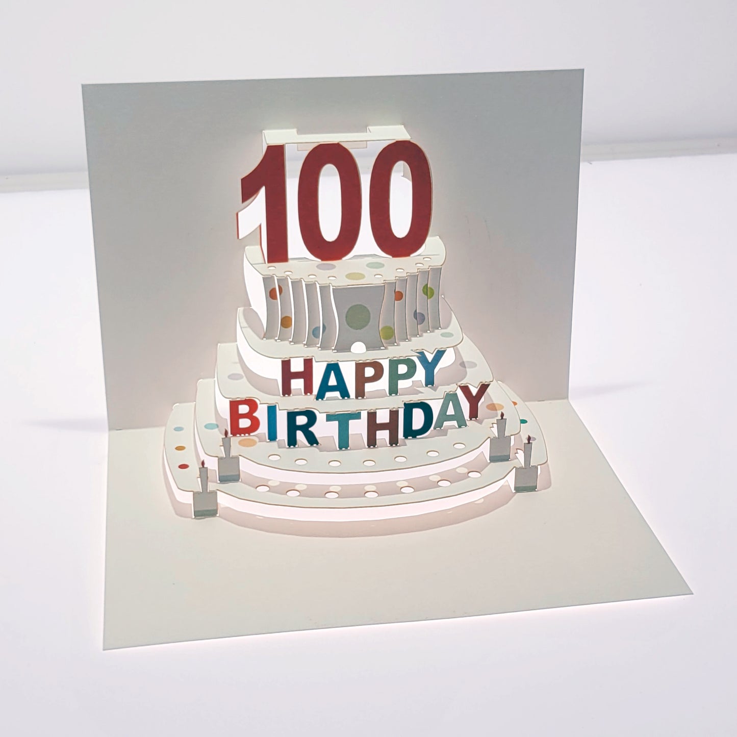Age 100 Birthday Card, 100th Birthday Card, Cake Birthday Card, Pop Up Card. #POP-053 (AGE100)