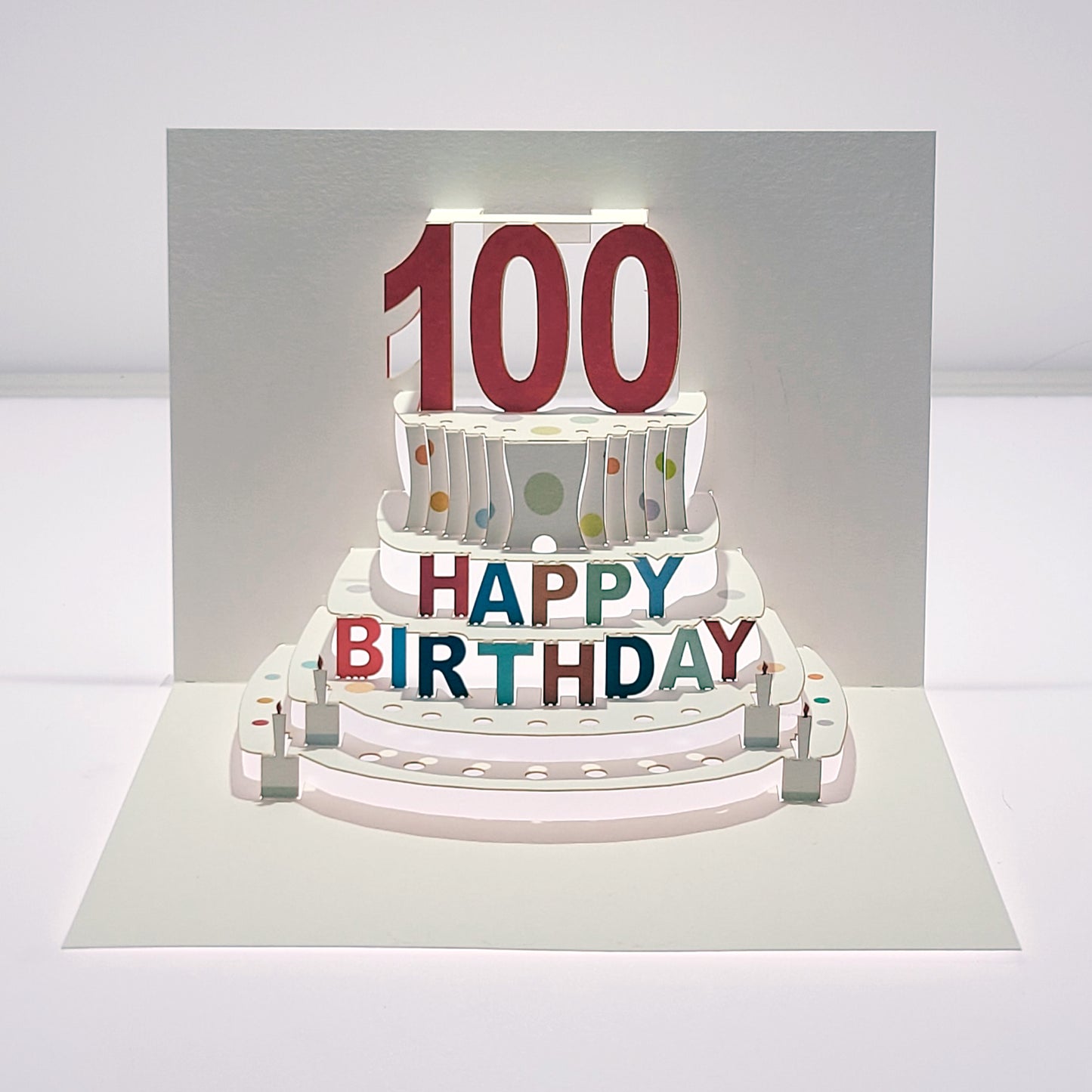 Age 100 Birthday Card, 100th Birthday Card, Cake Birthday Card, Pop Up Card. #POP-053 (AGE100)