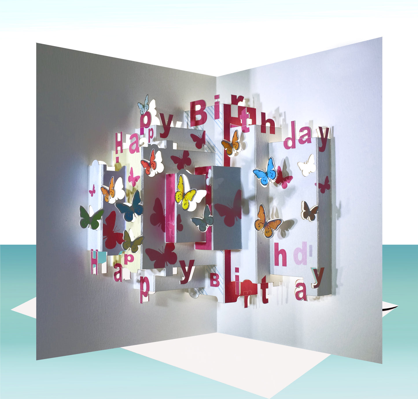 Pop Up ''Happy Birthday'' Card -Butterflies- 3d Card, Birthday Card, Pop Up Card. #POP-067