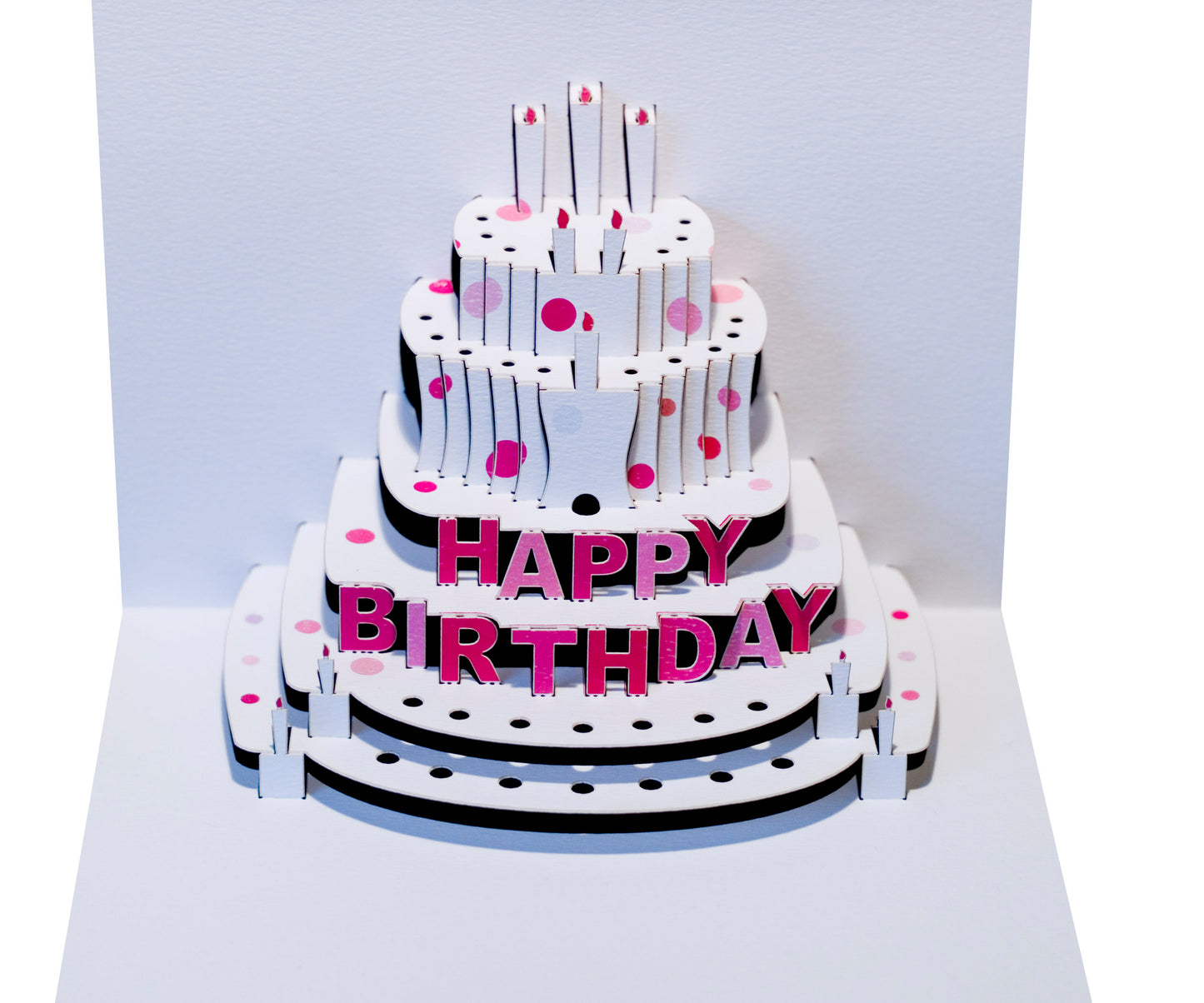 Pop Up - ''Happy Birthday'' - Birthday Cake - Pink - 3d Card, Birthday Card, Pop Up Card. #POP-054