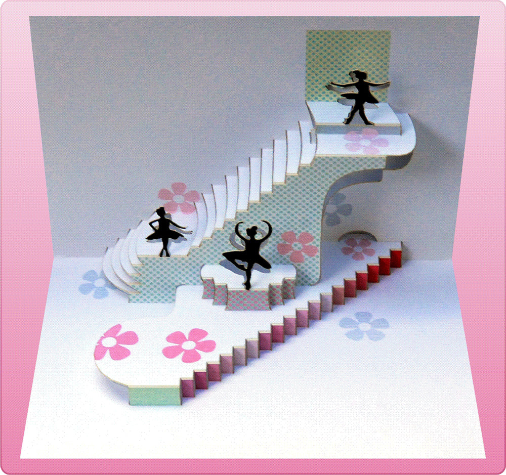 Pop Up - Blank - Little Ballerinas - 3d Card, Birthday Card, Pop Up Card - #POP-084