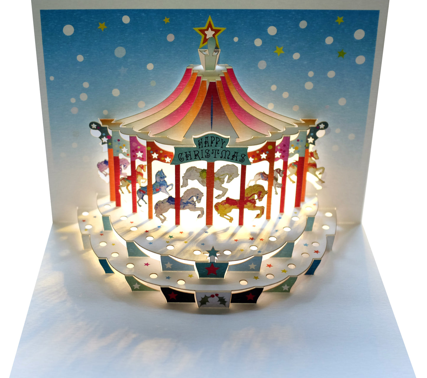 Pop Up ''Happy Christmas'' Carousel Card - 3d Card, Pop Up Card - #POP-097