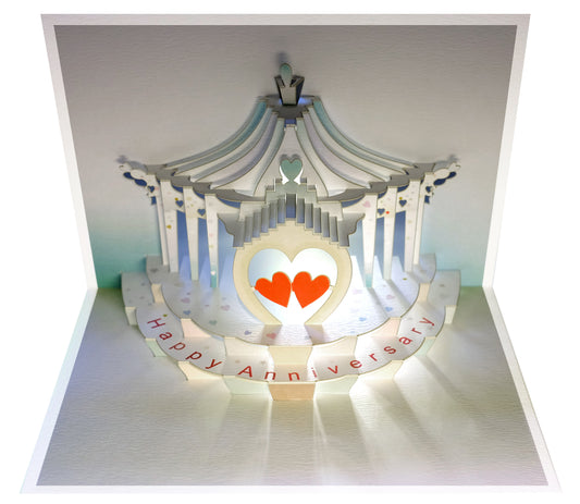 Pop Up - ''Happy Anniversary'' - Two Hearts Card - 3d Card, Anniversary Card, Pop Up Card  #POP-102