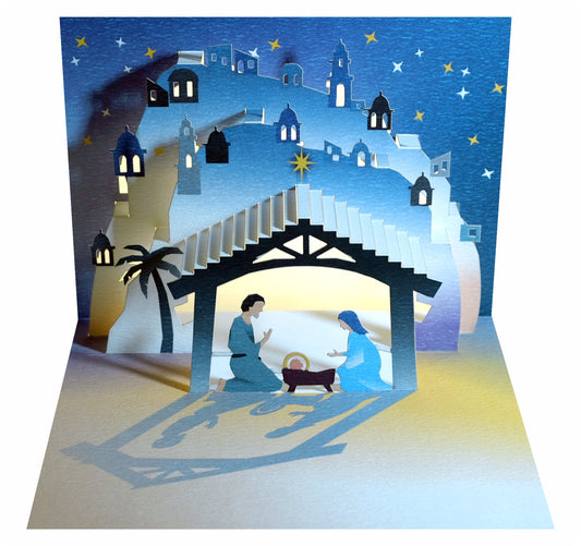 Nativity Scene - Mary and Joseph - Christmas Card - 3d Card, Pop Up Card - Blank - #POP-108