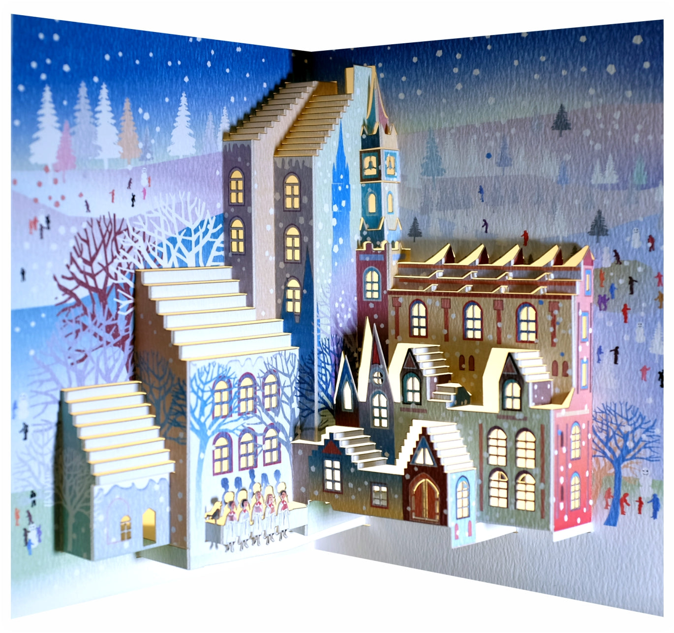 Carol Singers - Christmas Houses - Christmas Card - 3d Card, Pop Up Card - Blank - #POP-112