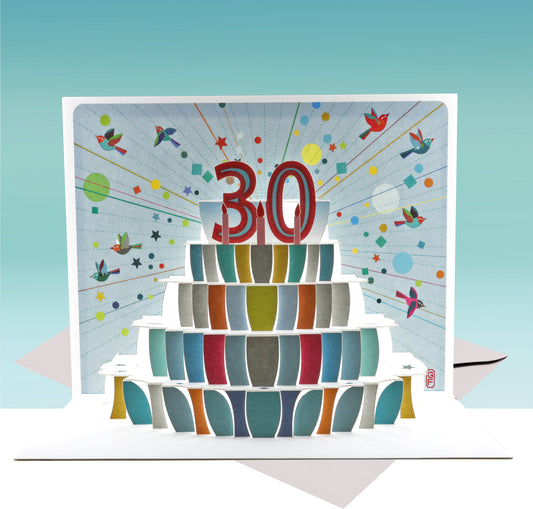 Age 30 Birthday Card, 30th Birthday Card, Cake Birthday Card, Pop Up Card. #POP-148 (AGE30)