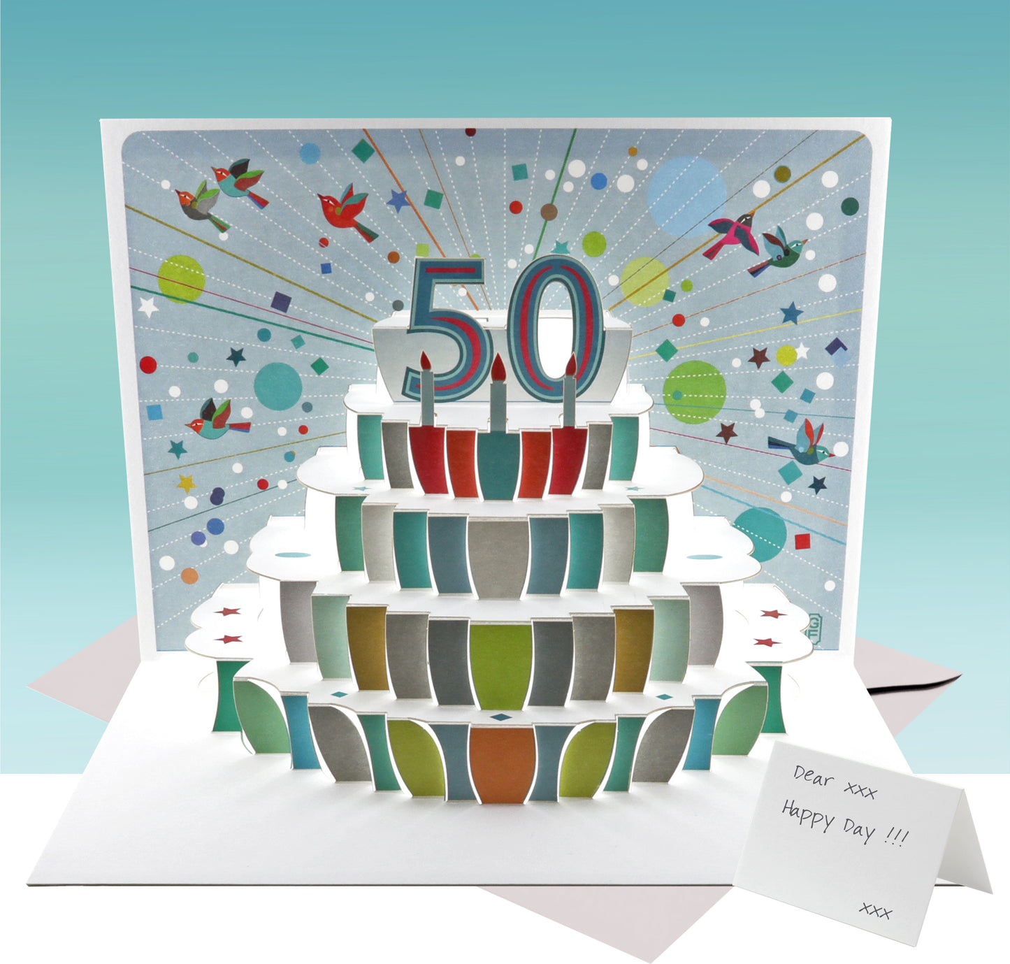 Age 50 Birthday Card, 50th Birthday Card, Cake Birthday Card, Pop Up Card. #POP151 (AGE50)