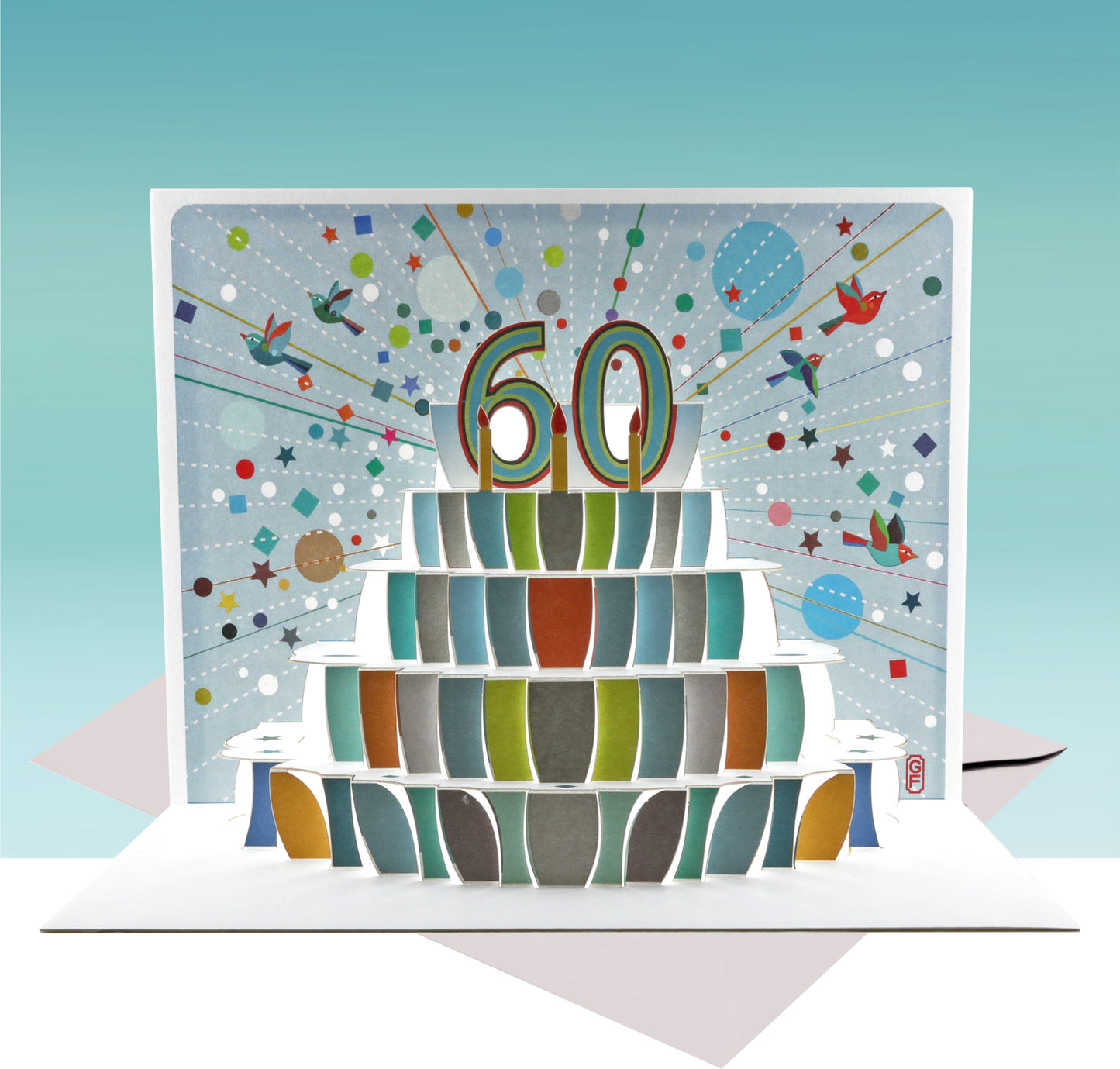 Age 60 Birthday Card, 60th Birthday Card, Cake Birthday Card, Pop Up Card. #POP-152 (AGE60)