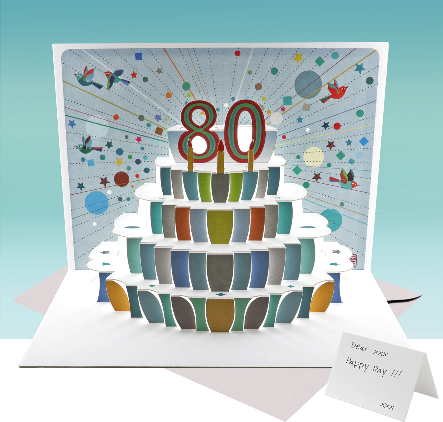Age 80 Birthday Card, 80th Birthday Card, Cake Birthday Card, Pop Up Card. #POP-154 (AGE80)