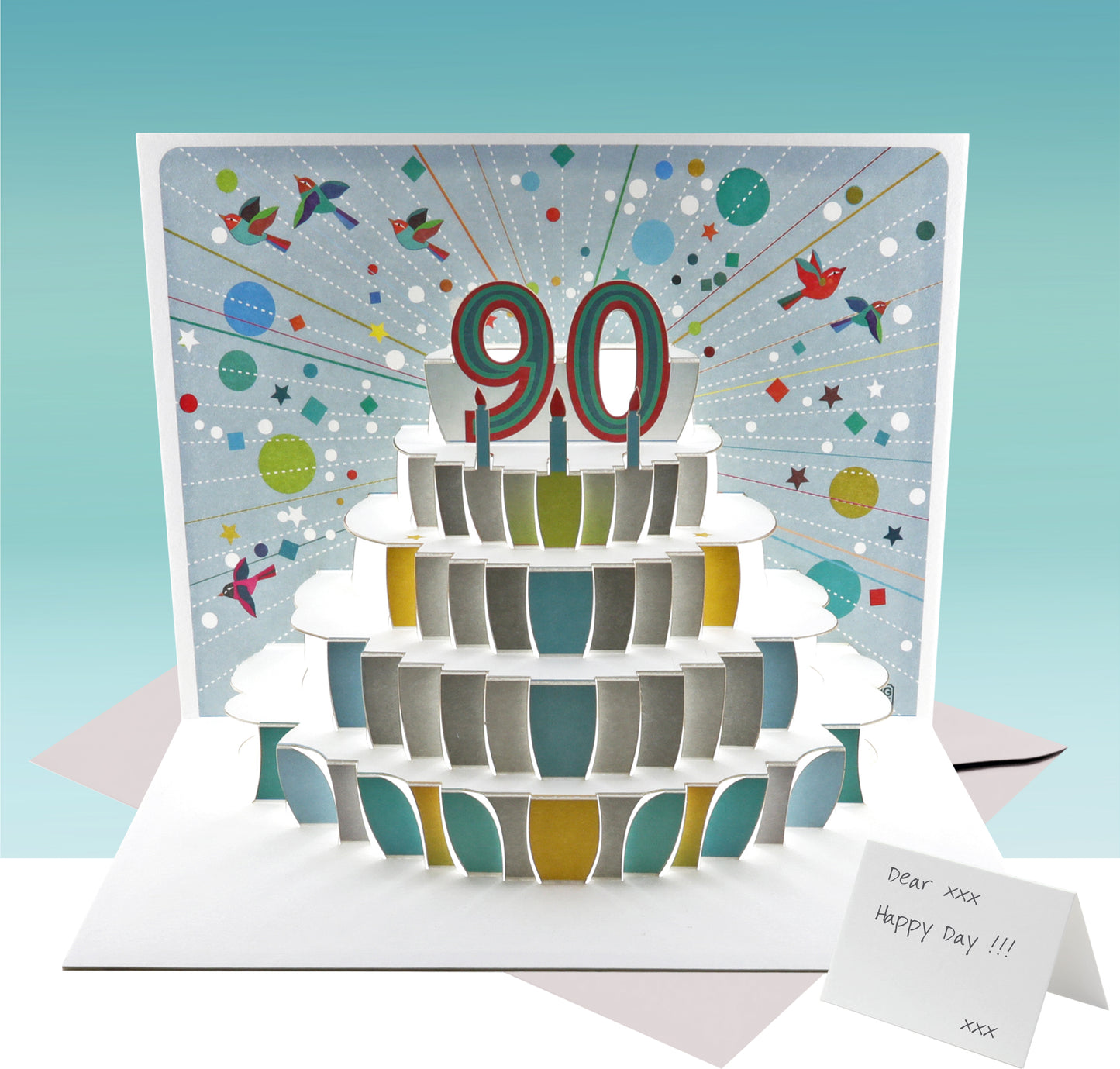 Age 90 Birthday Card, 90th Birthday Card, Cake Birthday Card, Pop Up Card. #POP-155 (AGE90)