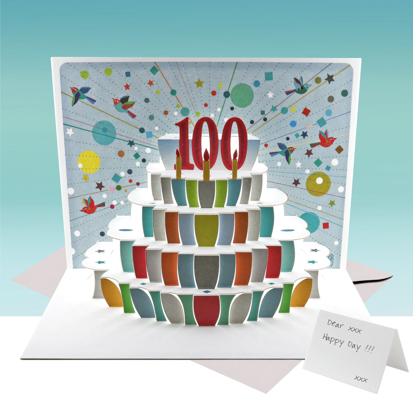 Age 100 Birthday Card, 100th Birthday Card, Cake Birthday Card, Pop Up Card. #POP-156/AG-100 (AGE100)