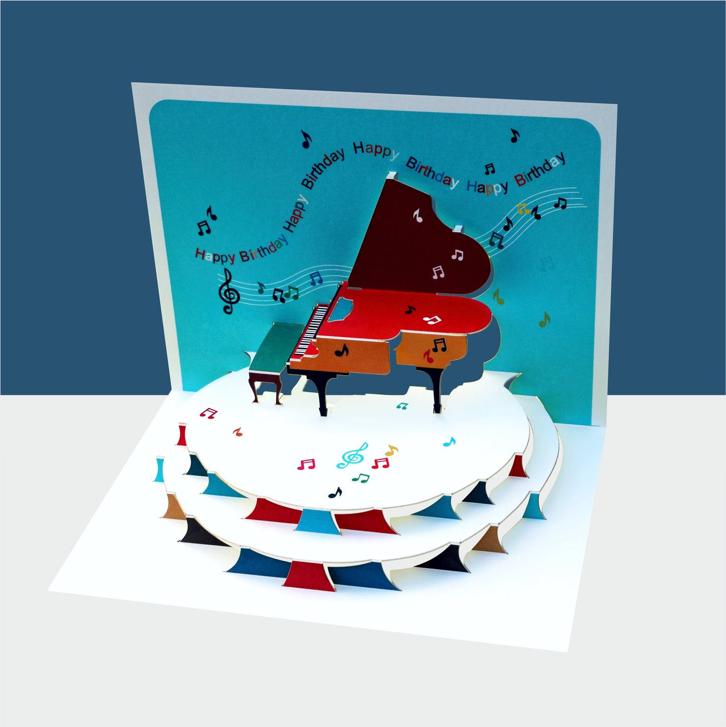 Pop Up ''Happy Birthday'' Piano Card - 3d Card, Birthday Card, Pop Up Card. #POP-183