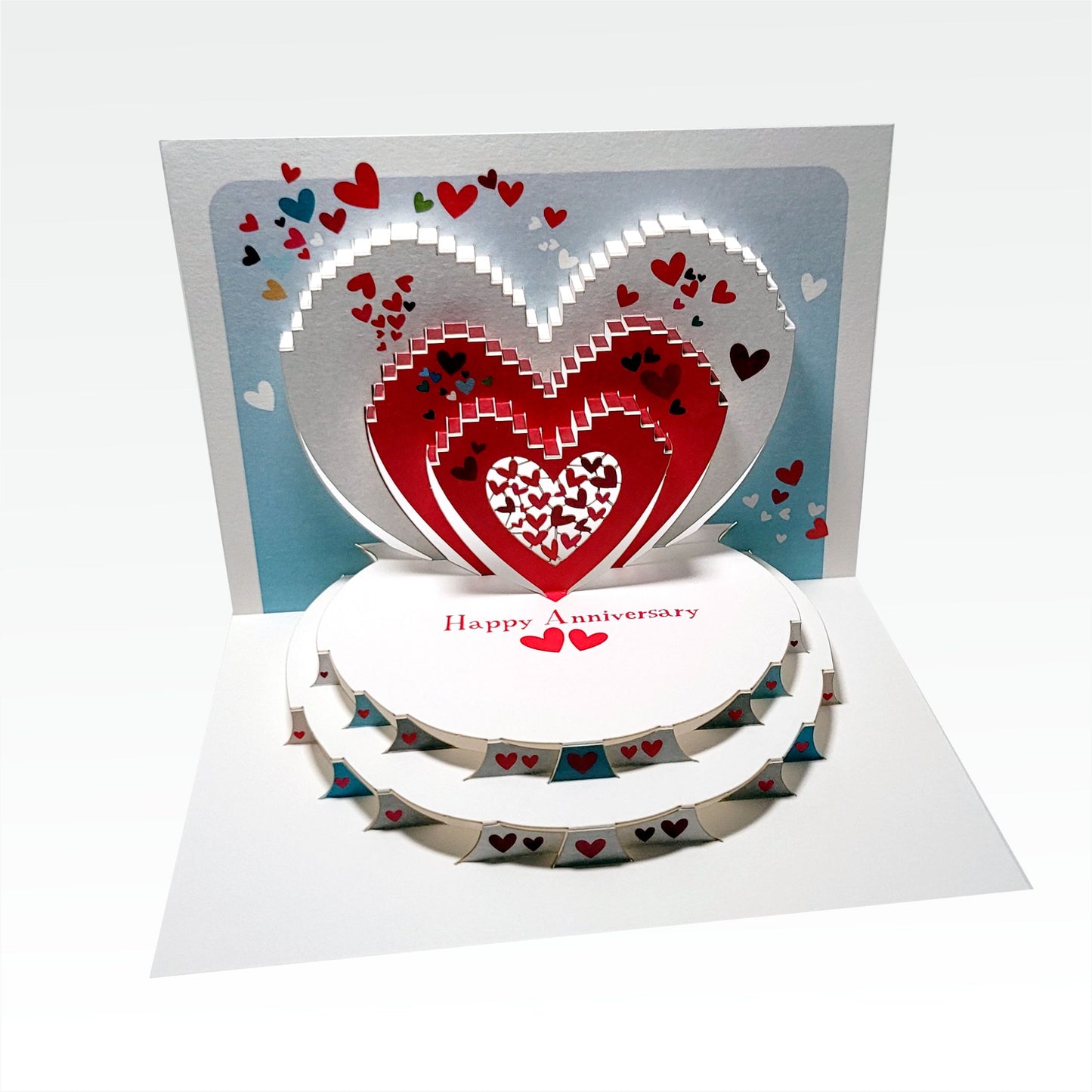 ''Happy Anniversary'' - Red and White Hearts - Anniversary Card, #POP-192