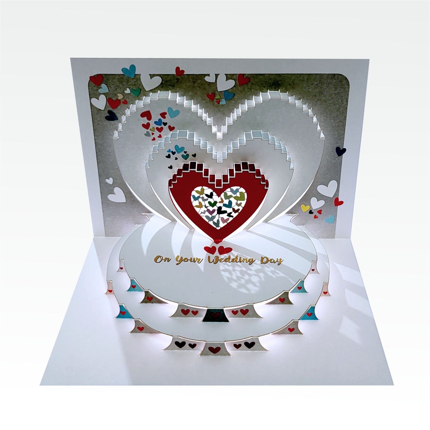 ''On Your Wedding Day'' Red and White Hearts - Wedding Card #POP194