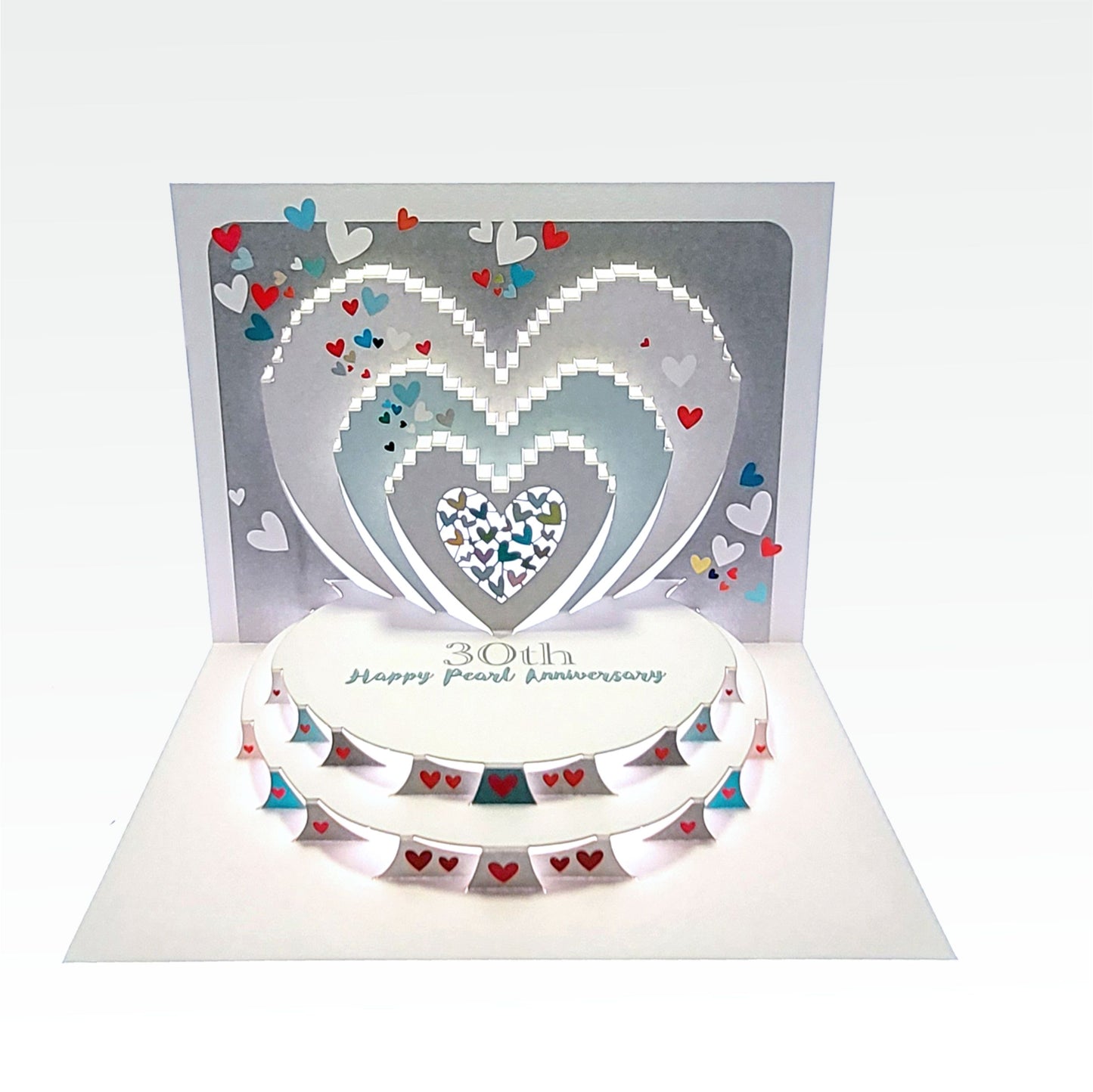 ''30th Happy Pearl Anniversary'' - Pearl Hearts - 30th Pearl Anniversary Card, #POP-195