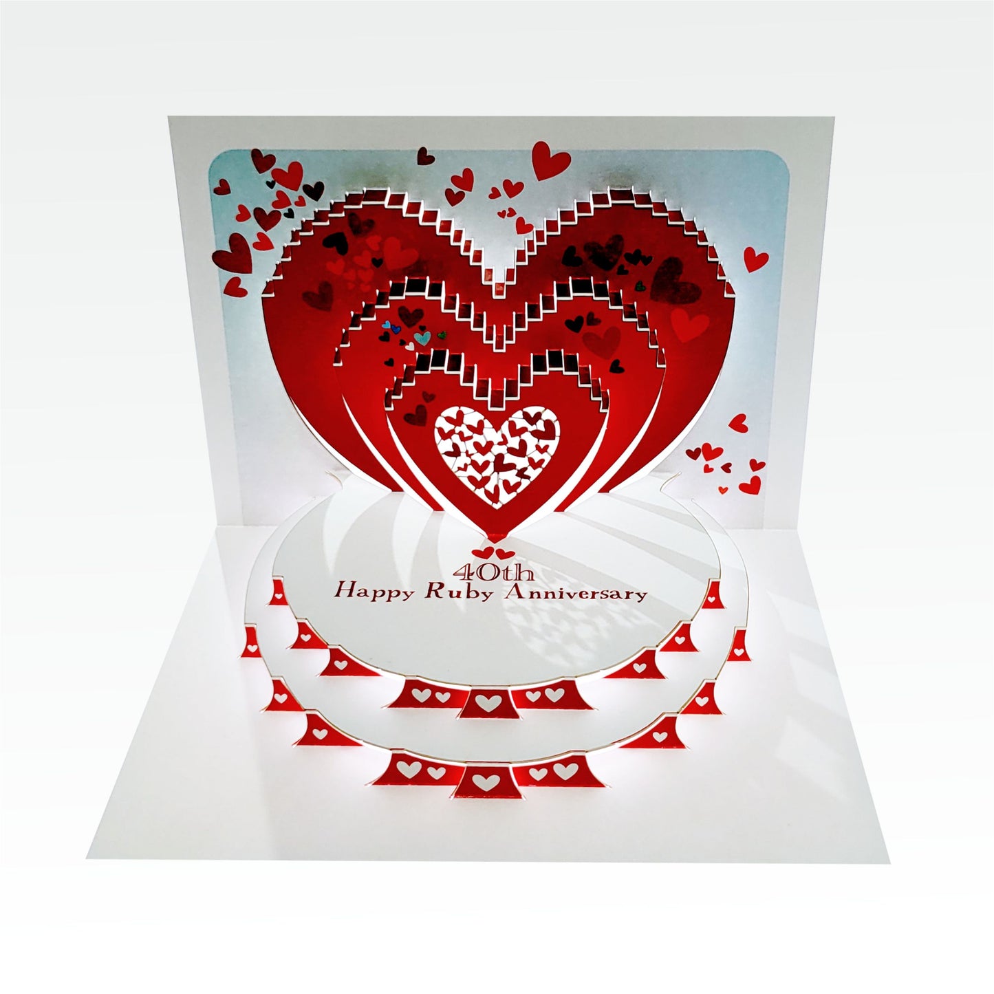 ''40th Happy Ruby Anniversary'' - Red Hearts - 40th Ruby Anniversary Card, #POP-196