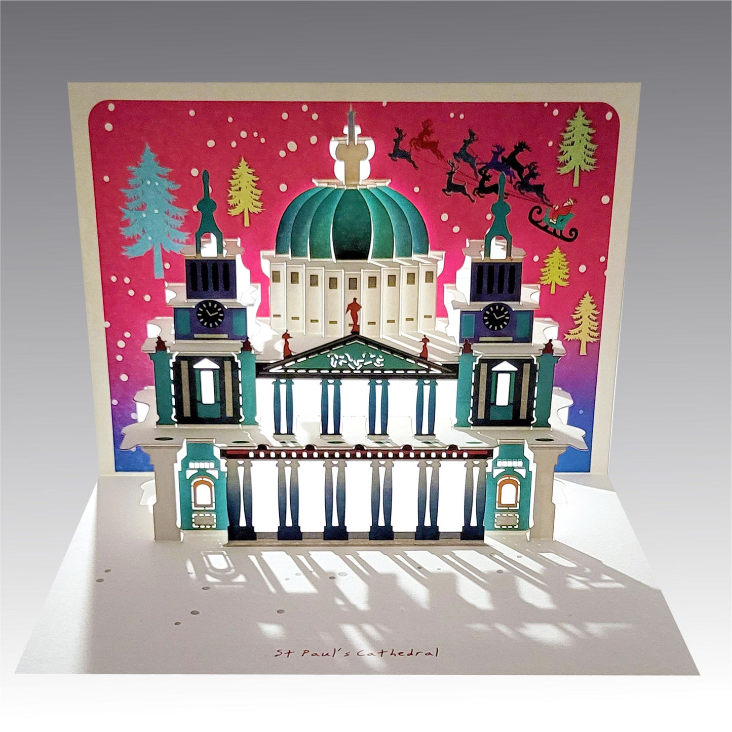 Pop Up ''St Paul's Cathedral'' Pink Christmas Card - 3d Card, Pop Up Card - #POP-034-PINK