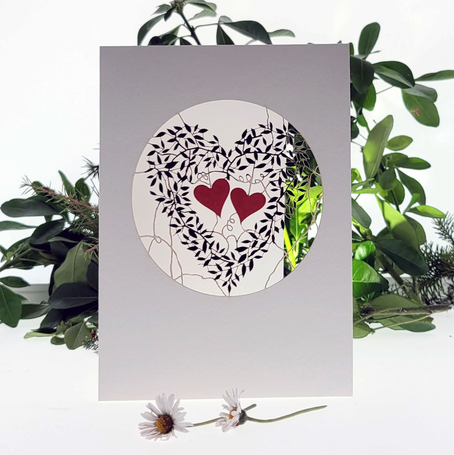 Vine Heart Black - Blank - Love/Valentines Card - VPM009