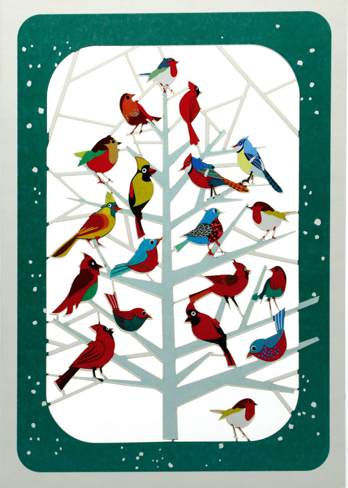 Birds in Tree- Christmas Card - Blank - #XP-079