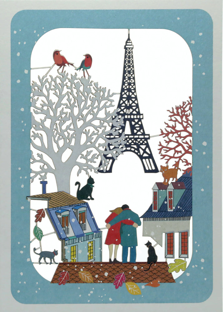 Couple in Paris - Christmas Card - Blank - #XP-082