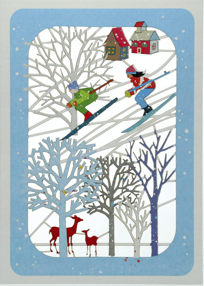 Christmas Skiing - Christmas Card - Blank - #XP-092